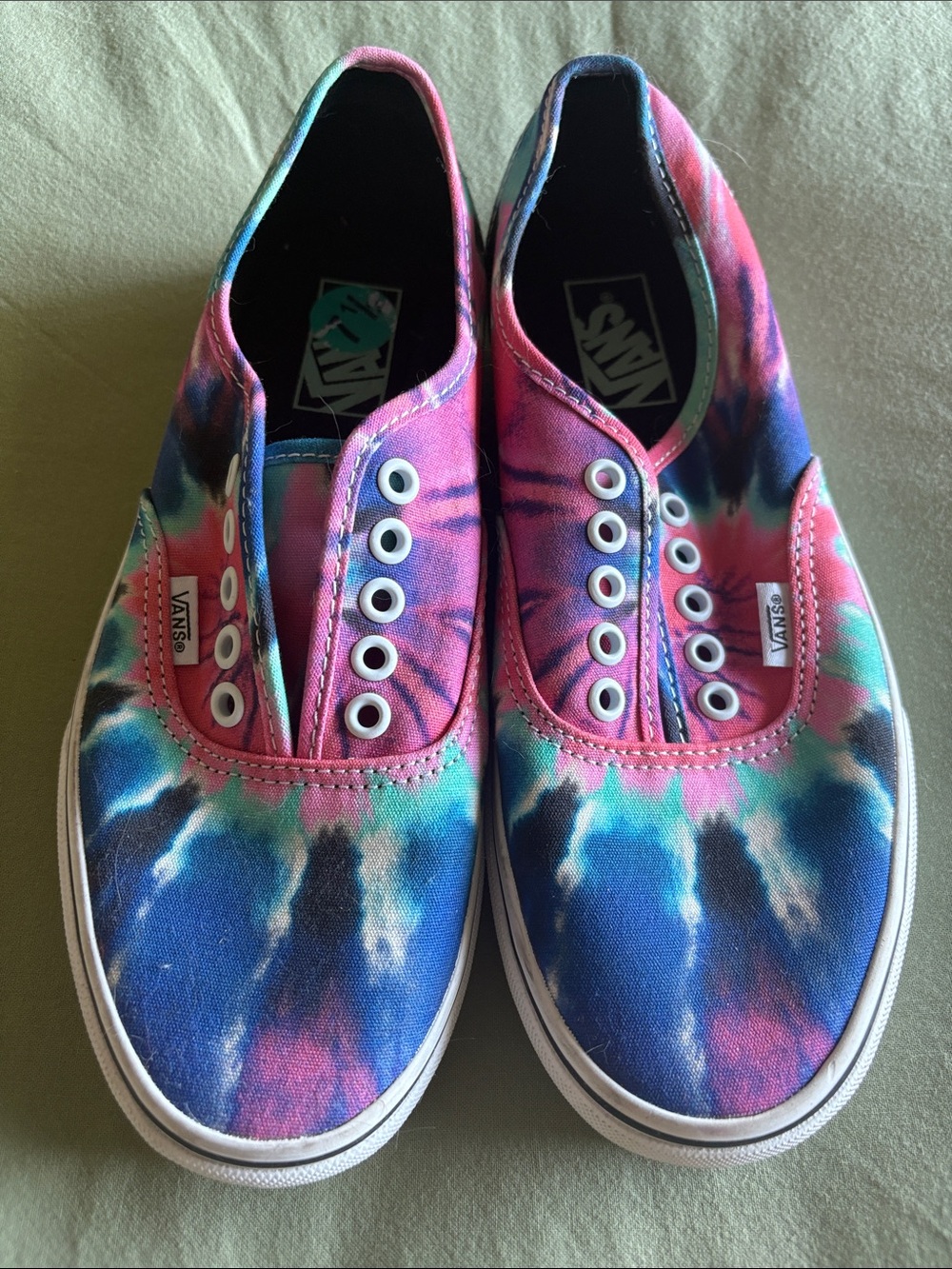 New Vans Tie-Dye Slip-On Canvas Shoes - Pink Blue Teal